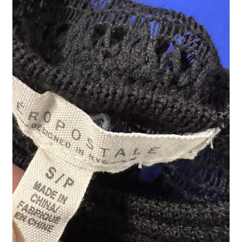 Aeropostale Small Polyester Rayon Spandex Thin Black Sweater